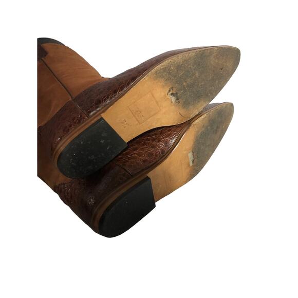 Vintage Armando Pollini cowgirl reptile & suede leather brown boots size 6 (37) - Picture 8 of 12